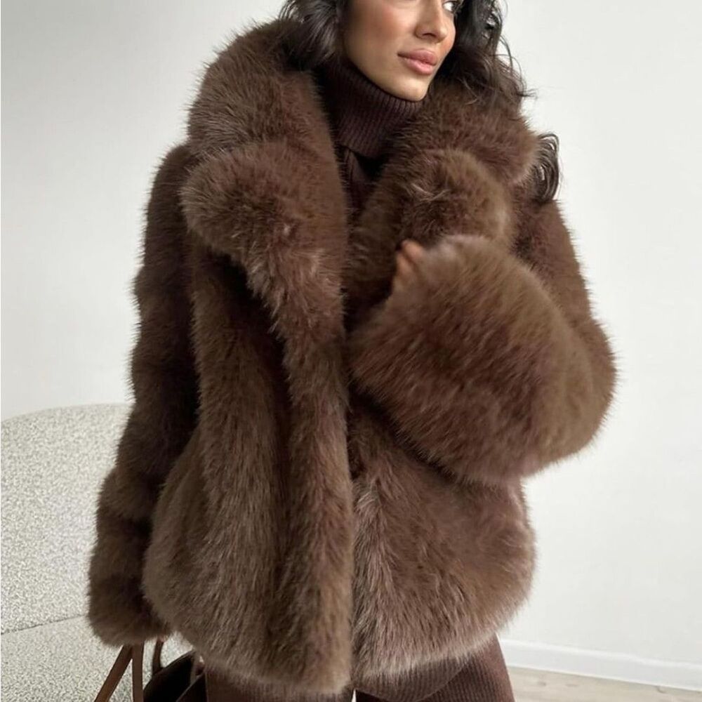 Luxurious Brown Faux Fur Coat women oversized coat oversized teddy - Picture 3 of 5